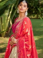 Rani Pink And Cream Banarasi Silk Lehenga Choli